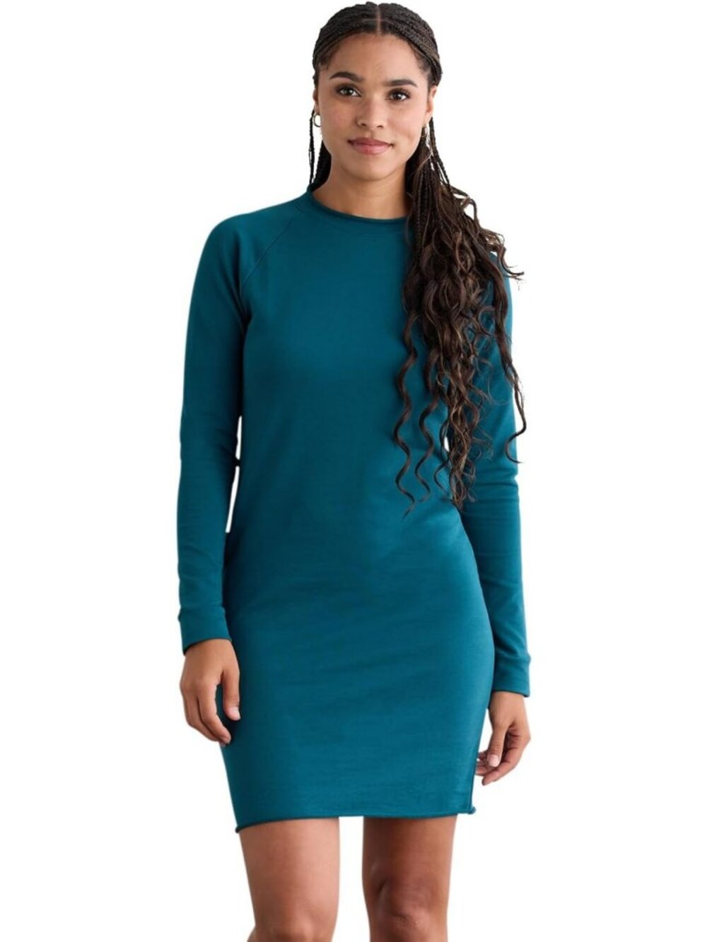Organic French Terry Long Sleeve Sweatshirt Dress - Cozy Casual Chic Style
